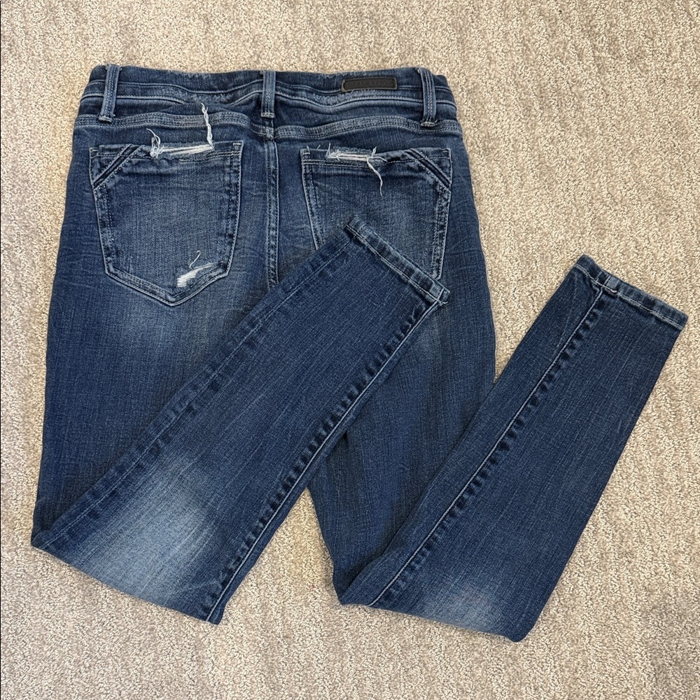 Women's Buckle Black Distressed Skinny Blue Jeans